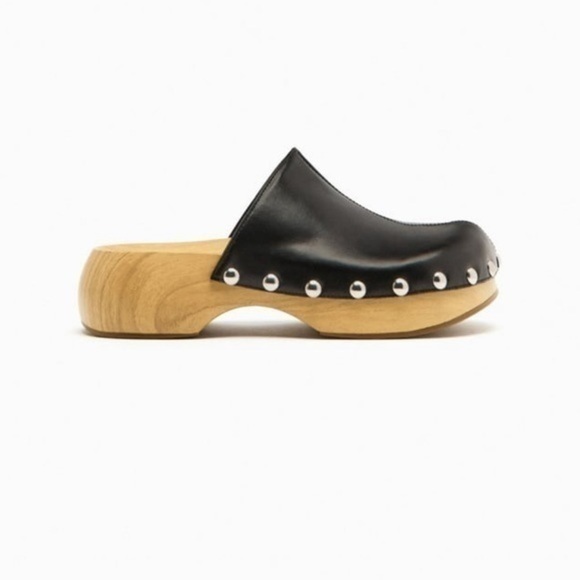 New Zara | Sliver Studded Black Clogs Shoes - Picture 4 of 10